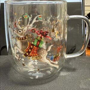 Twas the Night Before Christmas Double Wall Glass Mug - Multicolor